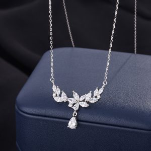 Teardrop pendant, wheat ear clavicle chain, zircon niche necklace