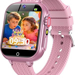 Kids Smart Watch for Girls Ages 5-12 with 32 Games, HD Touch Screen, Camera, Video/Audio Recording, Music Player, Alarm Clock 12/24, Christmas 4 5 6 7 8 9 10 Year Old Girl Birthday Gift