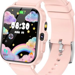 Smart Watch for Girls, Kids Watch Gifts for Girls with Game Camera Music Player Pedometer Flashlight Alarm Clock Heart Rate/Sleep Monitor, IP68 Waterproof 100+ Sport Fitness Tracker Watch Toys for Kid