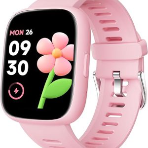 Smart Watch for Kids with Location Tracker (iOS Only), Fitness Tracker with Step Counter, Pedometer, Heart Rate, Sleep Tracker, IP68 Waterproof, Puzzle Games, Kids Watch for Girls 5-12