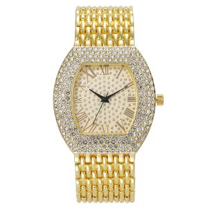 Stylish women's watch with large diamond dial, quartz watch for women.